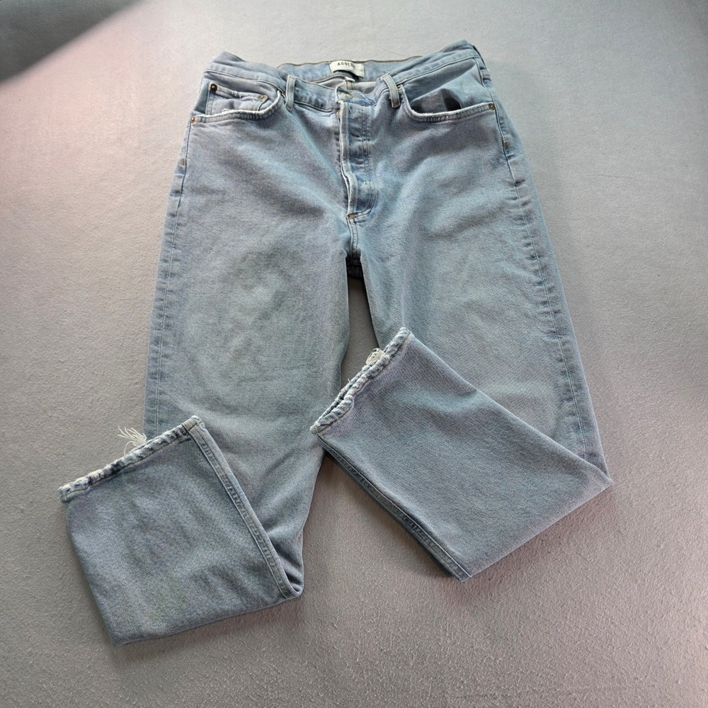AGOLDE Riley High Rise Straight Crop Jeans 30 Light Wash Distressed Vintage